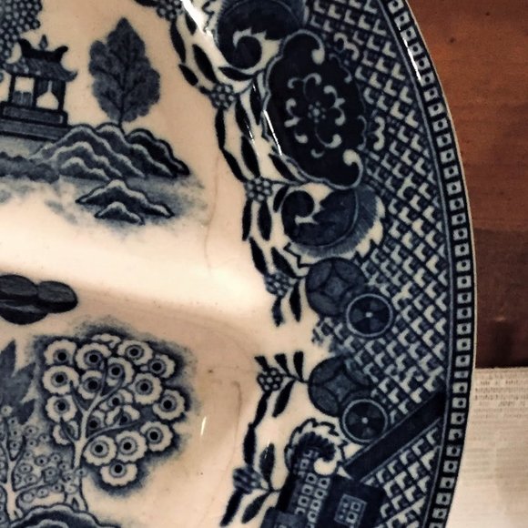 Vintage Heavy Ceramic 10" Blue Willow Grill Plate - Picture 4 of 8